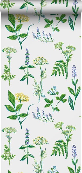 Borastapeter Tapete Feldblumen Grün - 53 cm x 10.05 m - 660718