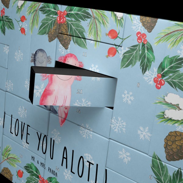 Mr. & Mrs. Panda Befüllbarer Adventskalender Axolotl Liebe - Blau Pastell