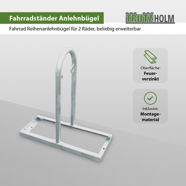 Fahrrad Reihenanlehnbügel für zwei Fahrräder, feuerverzinkt, der Marke Trutzholm.