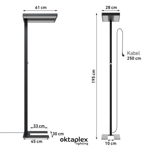 LYSE Stehleuchte dimmbar neutralweiß 4000K Büro Stehlampe 10400lm Tageslicht Deckenfluter schwarz 80W optimale Arbeitsplatzbeleuchtung