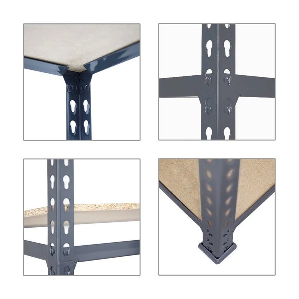 Eckregal SMALL MULI | HxBxT 90x90x40cm | 3 Fachböden | Fachlast 200kg | Anthrazit | Lagerregal Kellerregal Werkstattregal Metallregal Fachbodenregal Steckregal