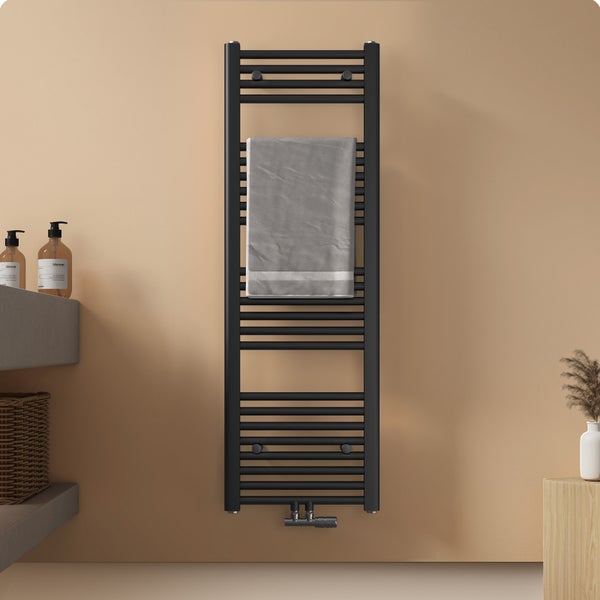 EMKE Badheizkörper Handtuchtrockner Handtuchwärmer 40x120cm, 458W Anthrazit Bad-Heizkörper Mittelanschluss