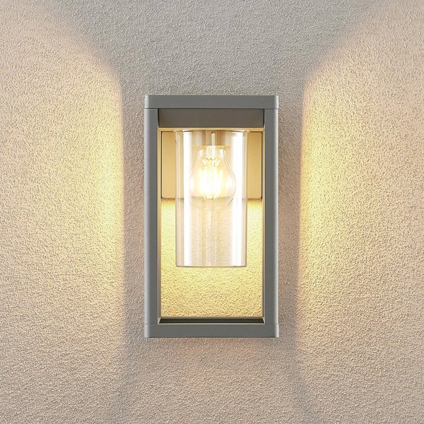 Lindby Wandleuchte außen Estami (spritzwassergeschützt (Modern) in Alu aus Aluminium (1 flammig, E27) - Außenwandleuchten Wandlampe Led Außenlampe Outdoor für Außenwand/Hauswand Haus