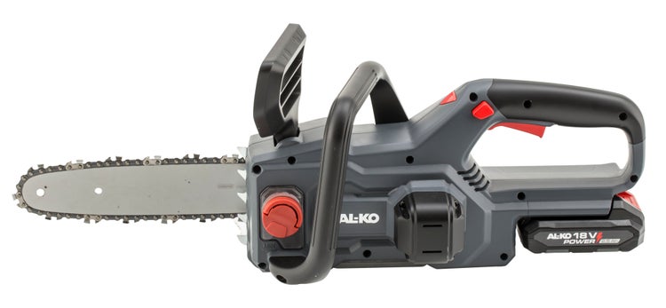 AL-KO Akku-Kettensäge 18 Volt mit Akku und Führungsschiene.