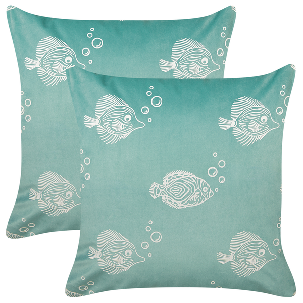 Dekokissen 2er Set SOLIDAGO Samtstoff 45 x 45 cm Grün