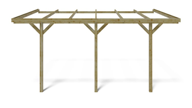Carport Garagendach 3x5,24 m - 15 m2 - an der Hauswand montiert 