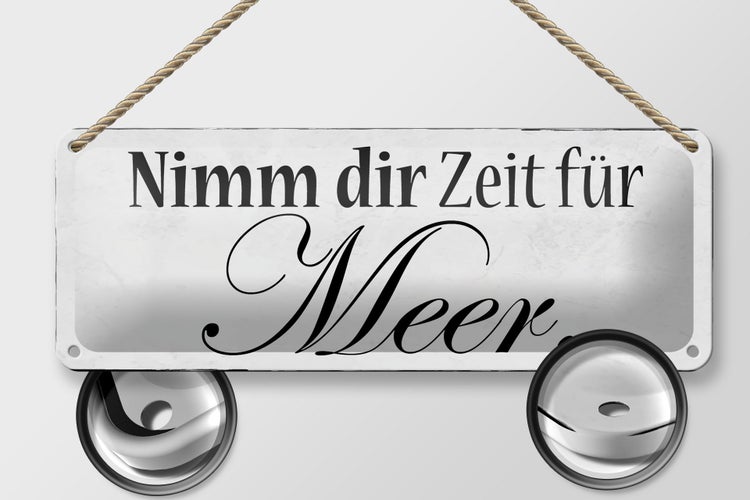 Blechschild Spruch 27x10cm Nimm dir Zeit für Meer Dekoration