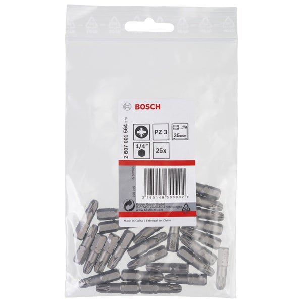 Bosch 25x Schrauberbit Extra-Hart, PZ 3, 25 mm - 2607001564