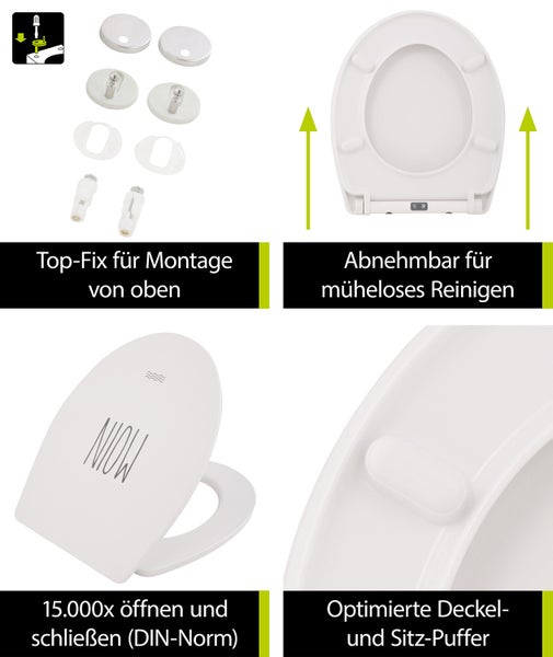 aquaSu® WC-Sitz mit Motiv Moin | Toilettendeckel mit Absenkautomatik | Belastbarkeit bis 300 kg | O-Form | Top-Fix | Take-Off | Kunststoffscharniere | Duroplast Toilettensitz | 407229