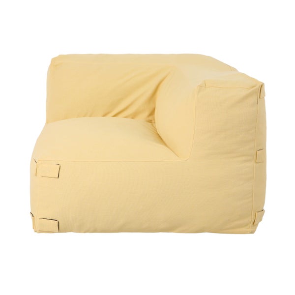Gelbes Eckelement für modulares Sitzsack-Sofa aus Stoff.