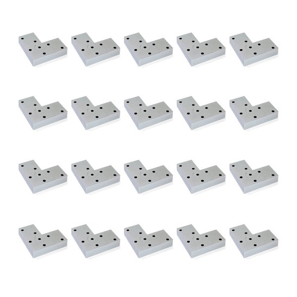 Set mit 20 Winkelverbindern für Plattenmaterial in L-Form, Metall