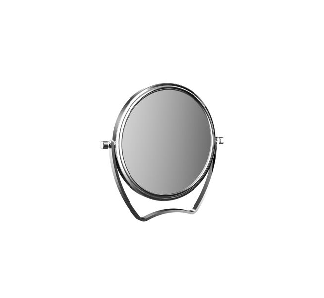 Calmwaters Reisespiegel, 5/1-fach Vergrößerung, chrom, rund, zweiseitige Kristallglas-Spiegelfläche, Metallhalterung, Ø126 mm, Artikelnummer 80BS6258