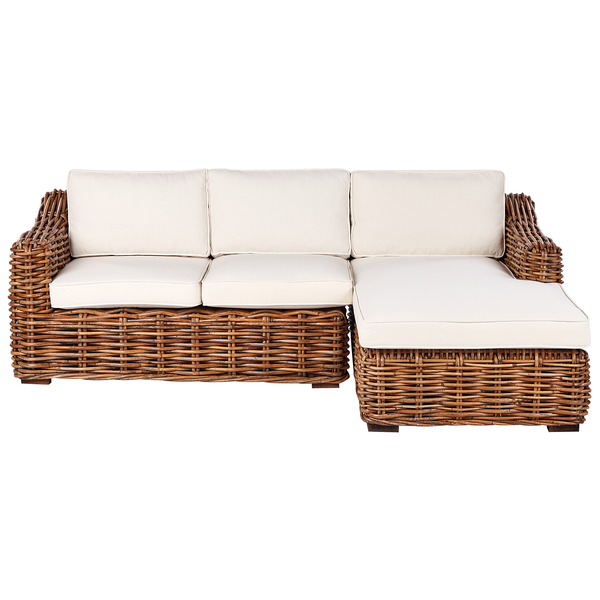 Garten Ecksofa 3-Sitzer BRIATICO linksseitig Rattan Naturfarben