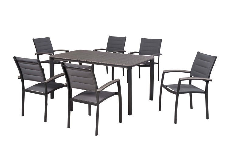 Gartentisch mit sechs Stühlen für den Außenbereich