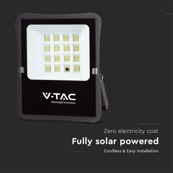 V-TAC VT-55100 - Solar-Flutlicht - IP65 - Schwarzes Gehäuse - 1200 Lumen - 4000K