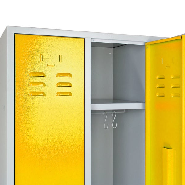 PROREGAL Garderobenschrank Ermine mit 3 Türen HxBxT 178 x 89 x 50 cm Lichtgrau Gelb