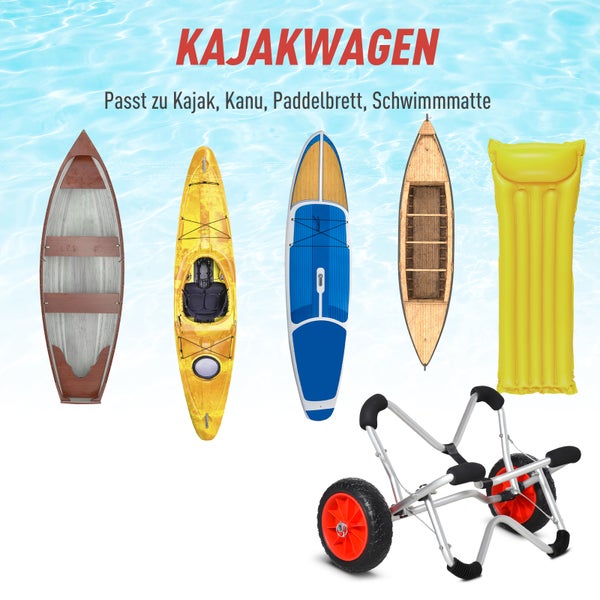 HOMCOM Kajakwagen, 75 x 43 x 46 cm, Aluminium, Silber