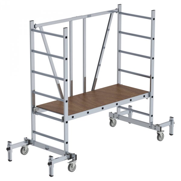 Fahrbares Gerüst aus Aluminium mit Holzplattform für Bauarbeiten