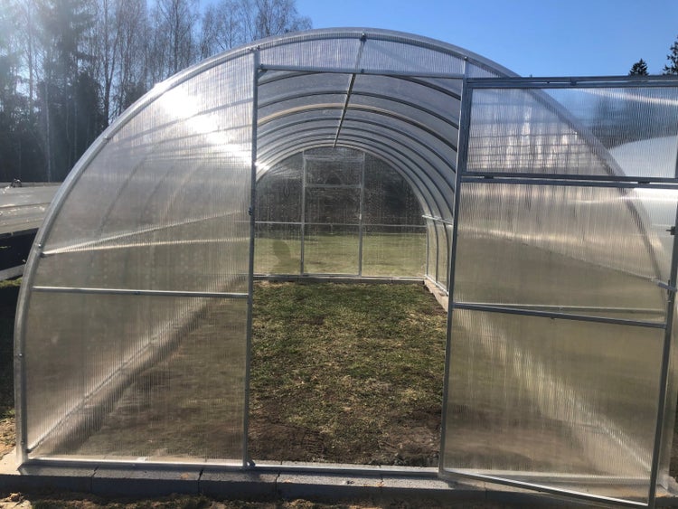 Gewächshaus mit geöffneter Tür