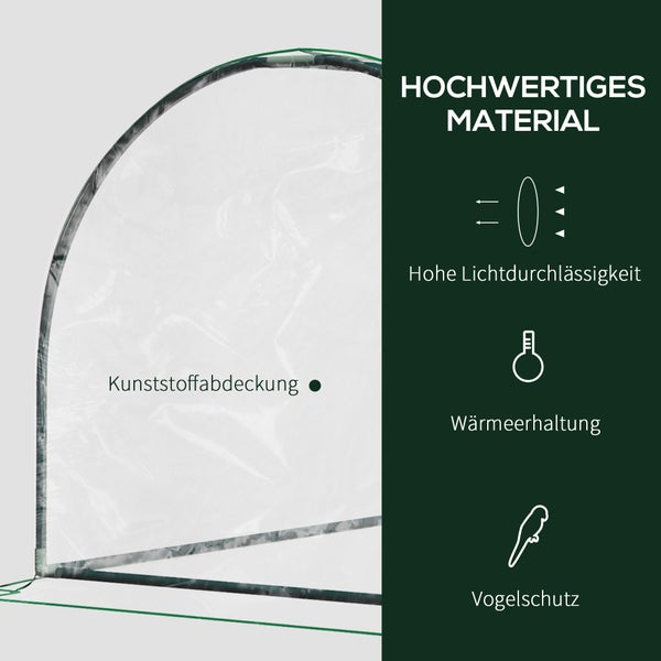 Outsunny Gewächshaus, Treibhaus mit Tür,  200 x 100 x 80 cm, Stahl, PVC, Transparent+Grün