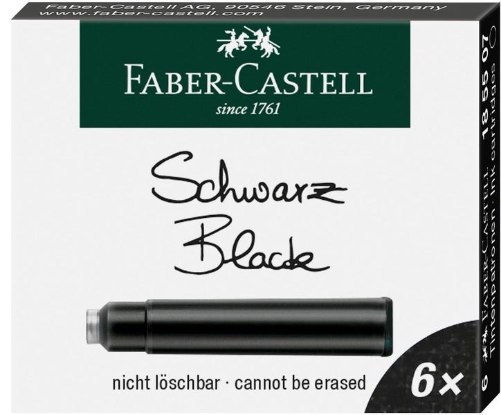 Faber-Castell Standard Tintenpatrone schwarz 6er Set