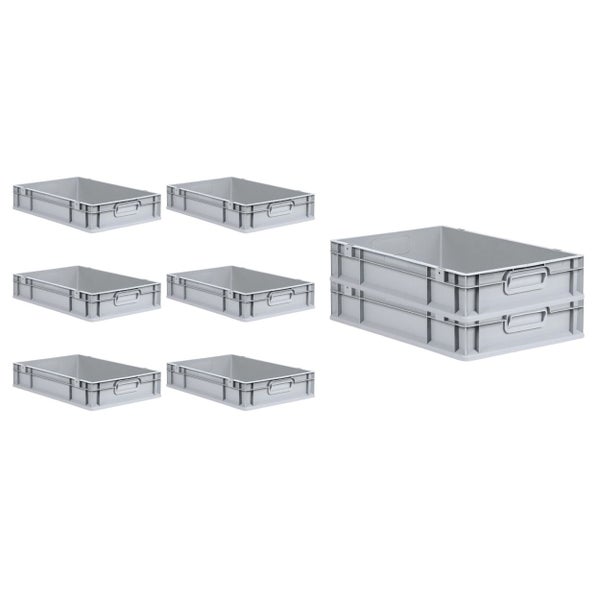 PROREGAL SuperSparSet 8x Eurobox NextGen Grip mit Scharnierdeckel und Grünen Schiebeschnappverschlüssen HxBxT 12 x 40 x 60 cm 23 Liter