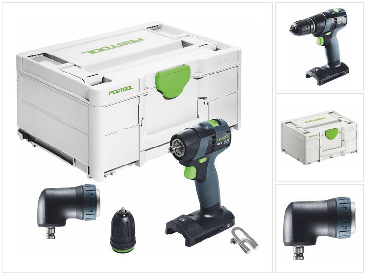 Festool TXS 18-Basic Akku Bohrschrauber 18 V 40 Nm Brushless + Winkelvorsatz + Systainer - ohne Akku, ohne Ladegerät