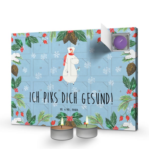 Mr. & Mrs. Panda Duftkerzen Adventskalender Einhorn Krankenschwester - Blau Pastell