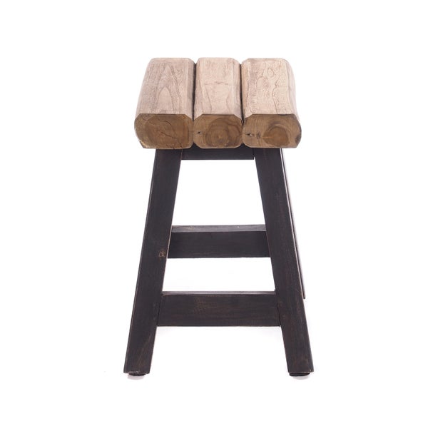 Sitzhocker Rustic Teakholz massiv 04 schwarz-natur