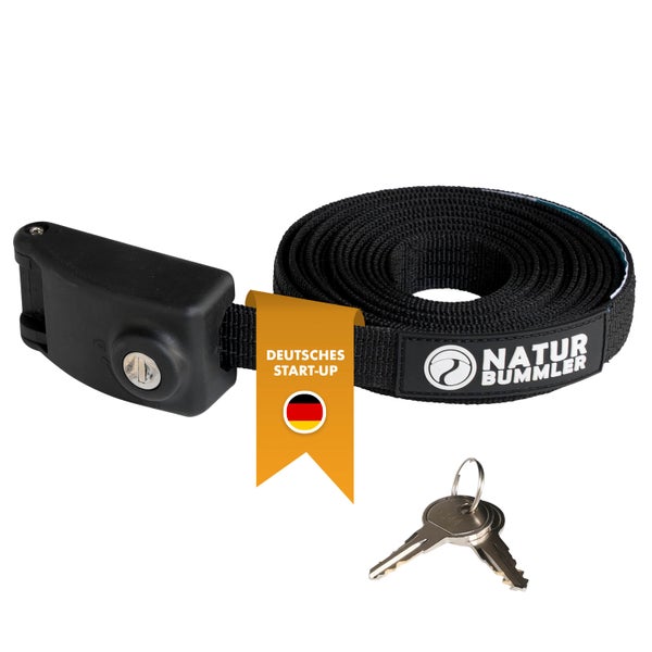 NATURBUMMLER® Abschließbarer Spanngurt - Längenverstellbar bis 4 Meter - Für Dachzelte, Dachboxen, Fahrräder usw.