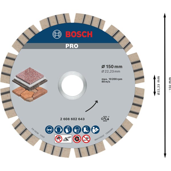 Bosch Pro Diamanttrennscheibe mit 150 Millimeter Durchmesser