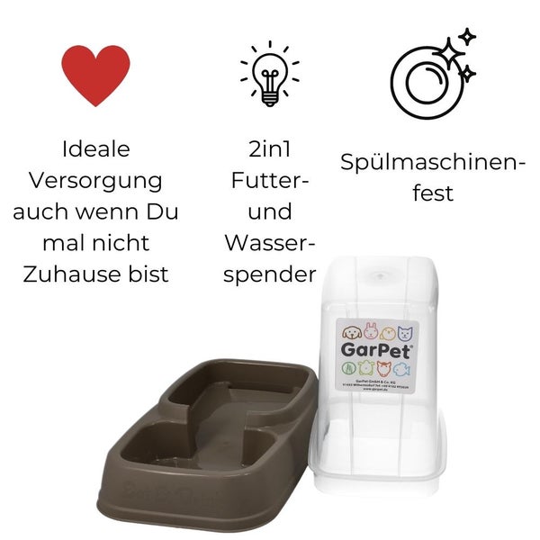 Automatischer Futterspender Wasserspender 2in1 Futterautomat Wasserautomat für Hunde Katzen Wasser und Futter Automat Spender Napf 3,7 L