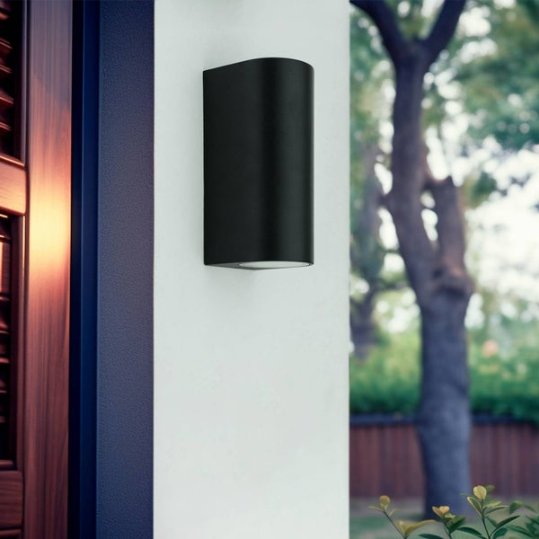 PRIOS Wandleuchte außen Tetje (Modern) in Schwarz aus Aluminium (2 flammig, GU10) - Außenwandleuchten Wandlampe Led Außenlampe Outdoor für Außenwand/Hauswand Haus Terrasse & Balkon