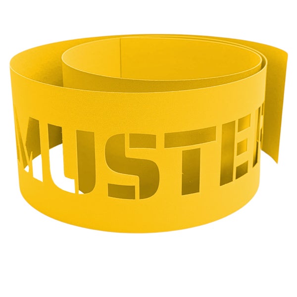 Gelbe Markierungsbandrolle mit ausgeschnittenem Text