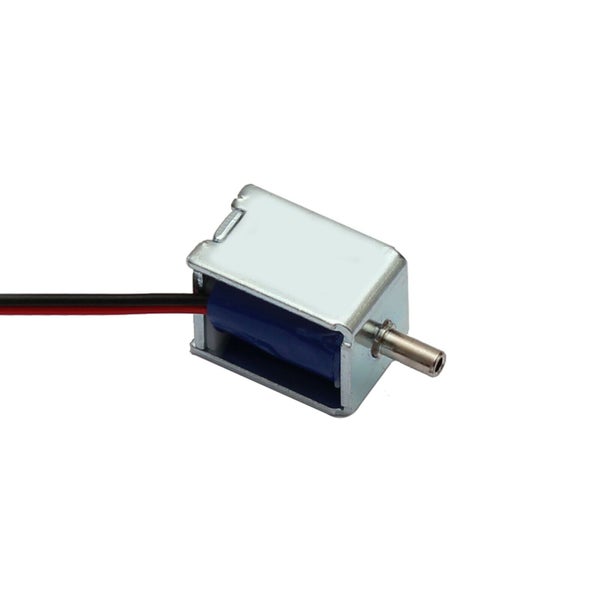 Elektrischer Miniaturhubmagnet mit Metallgehäuse und Kabelanschluss