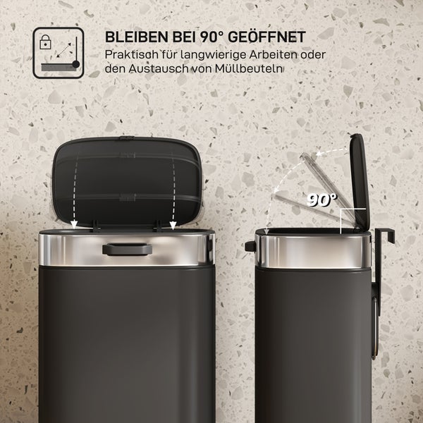 Mülleimer mit 90 Grad Öffnungswinkel für bequemes Arbeiten