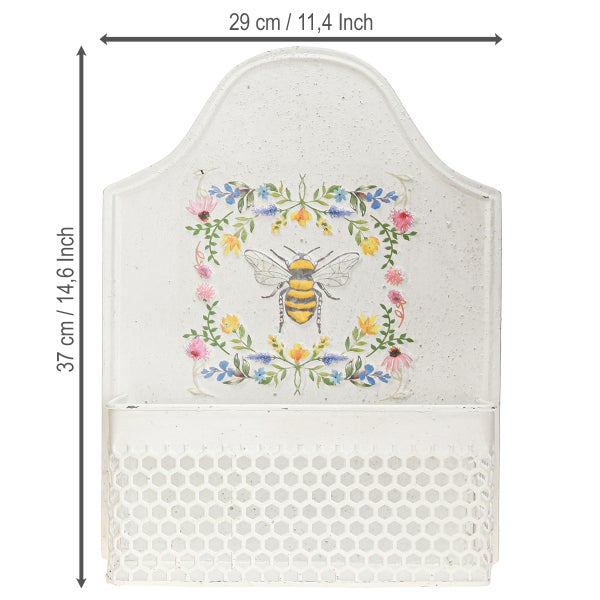 Wandbriefkasten aus Metall mit Bienenmotiv, 29 x 37 cm