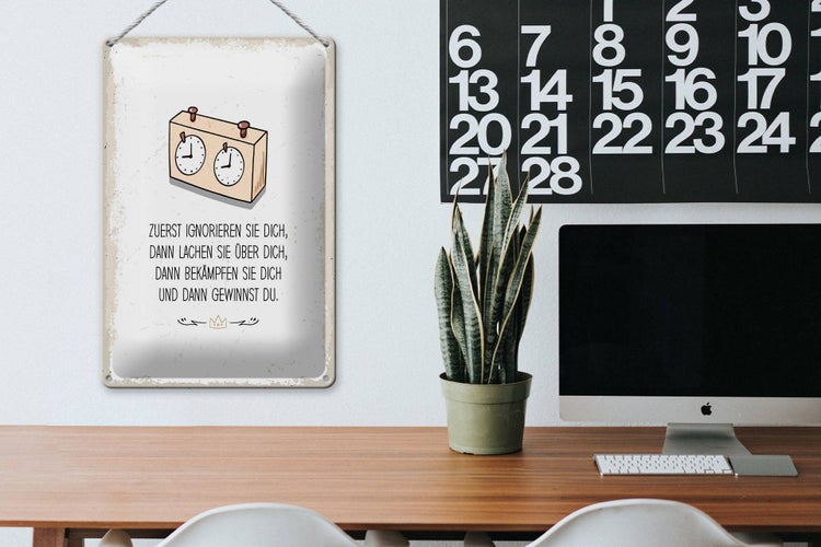 Blechschild Spruch Zuerst ignorieren dich du gewinnst 20x30cm