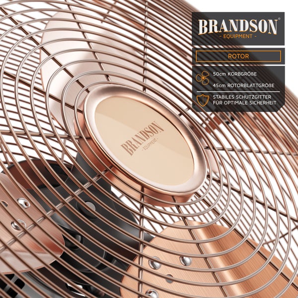Brandson Windmaschine Retro Design, Ventilator, Standventilator 50 cm, Bodenventilator 120 Watt, hoher Luftdurchsatz, stufenlos neigbarer