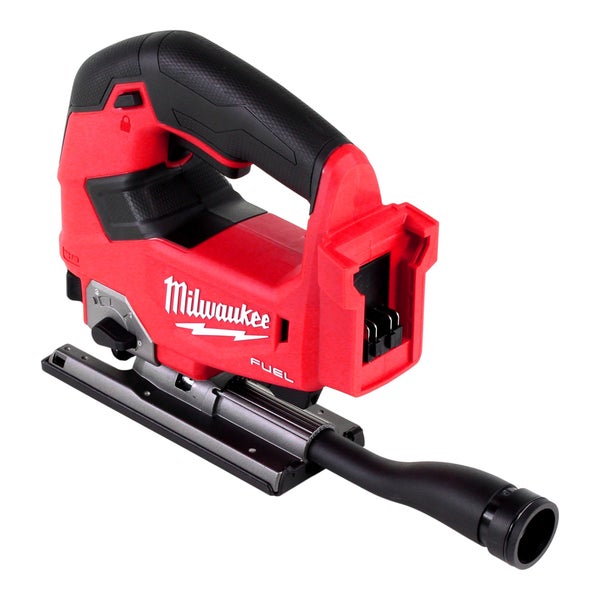 Milwaukee Fuel Akku-Stichsäge mit Bügelgriff und Anschluss für die Staubabsaugung.