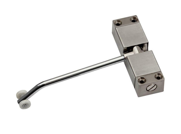 Türschließer mit Rollenhebel aus gebürstetem Metall für Türen.