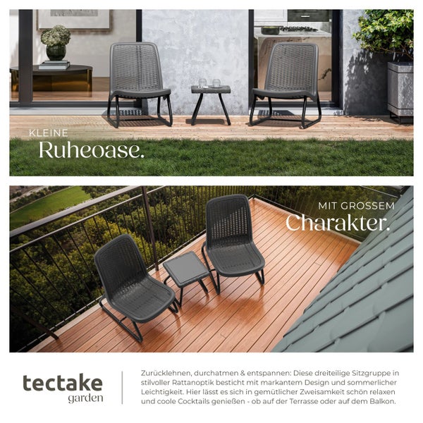 Dreiteilige Sitzgruppe mit Rattanoptik für Terrasse oder Balkon