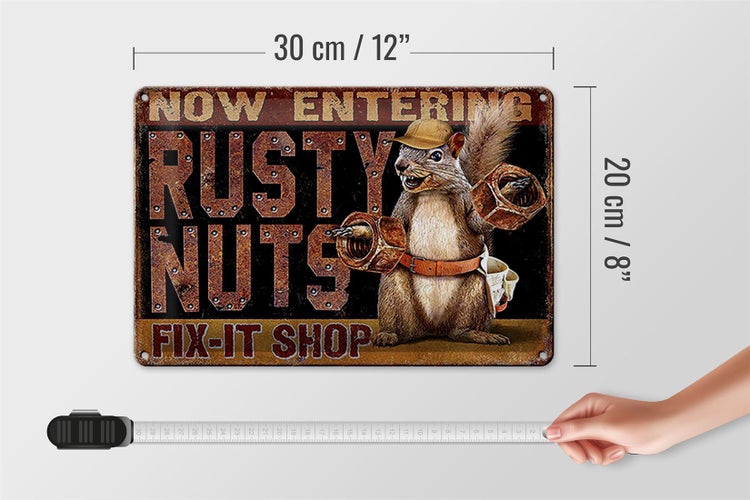 Blechschild Spruch 30x20cm Fix-it Shop rusty nuts Garage