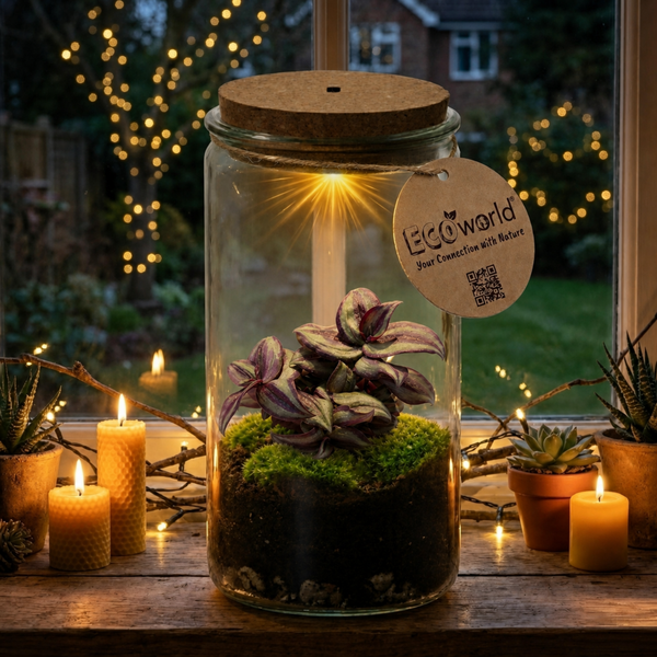 Handgemachte Herstellung von Glas mit einer Brennerflamme, Darstellung von feuergeblasenem Recyclingglas.