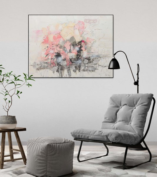 Handgemaltes Gemälde Acrylfarbe 104x78cm Rosa