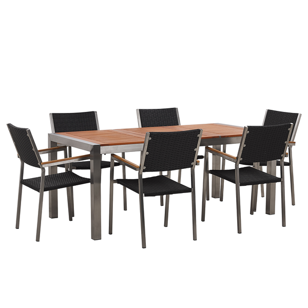 Gartenmöbel Set 6-Sitzer GROSSETO Eukalyptusholz Braun / Schwarz