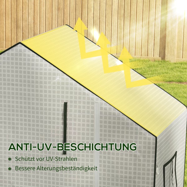 Outsunny Ersatzfolie PE-Folie Ersatzabdeckung mit UV-Schutz, Rolltür, Seitenfenster, Gewächshausfolie für Treibhaus, Tomatenhaus, 140 x 73 x 190 cm, Weiß