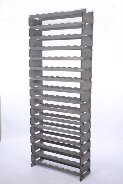Weinregal VINOTECA FLEX PRO HxBxT 219x84x28cm 128 Flaschen auf 16 Ebenen Massives Kiefernholz Grau