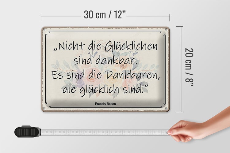 Blechschild Spruch 30x20cm nicht glückliche sind dankbar