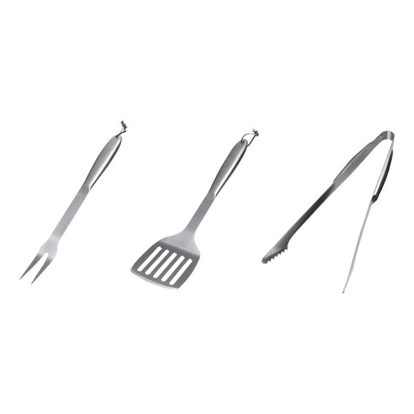 PATTON 3er Grillbesteck-Set mit Solid Grillzange, Grillwender und Fleischgabel - Länge 43cm - Edelstahl
